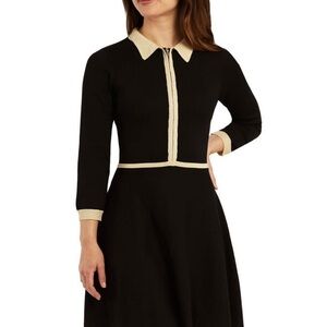 BCX Black and White A-Line Dress with Peter Pan Collar
